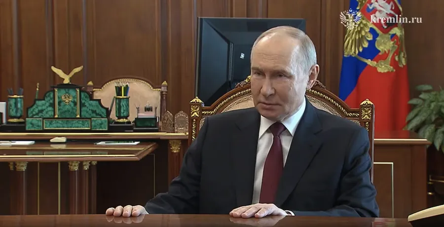 President Vladimir Putin speaks in this video released by the Kremlin